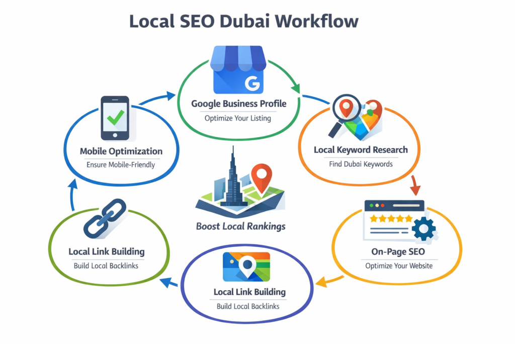 Local SEO Dubai workflow diagram