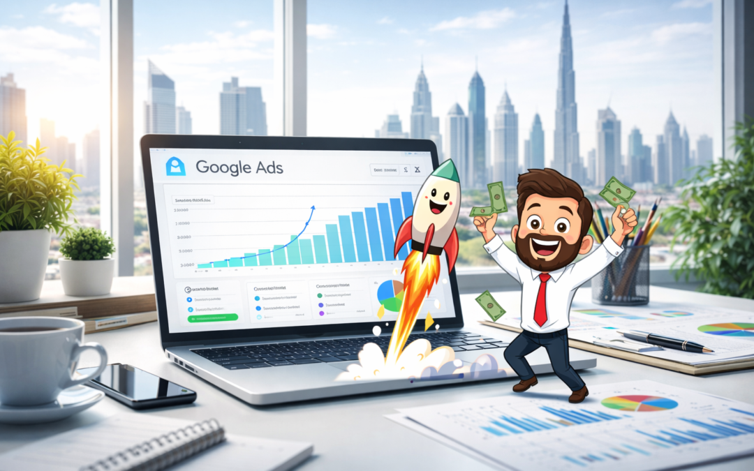 Google Ads leads Dubai strategy showing digital marketing campaign generating business leads in UAE by Sakthi Digital